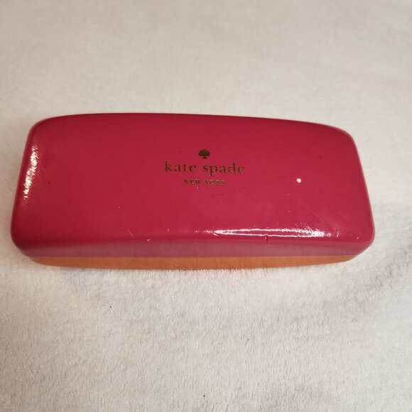 Kate Spade New York Pink & Orange Hard Eyeglasses Case With Eye Design Inside - Picture 1 of 5
